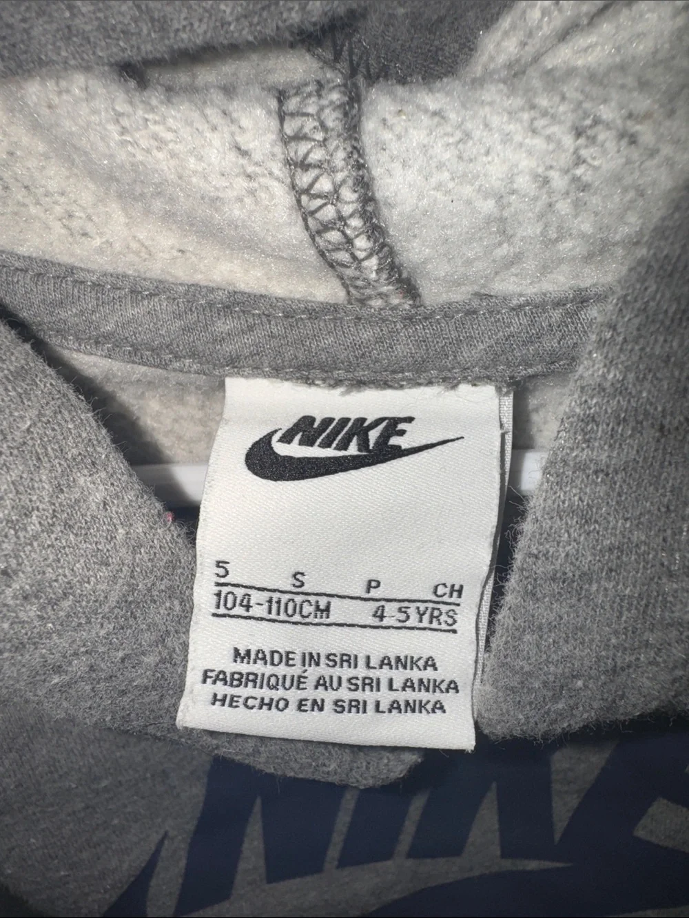 Nike Gray Hoodie with Navy Blue Swoosh and White AIR
